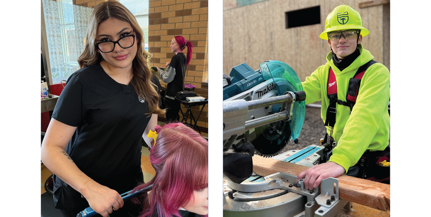 Nadia Hernandez-Mack, left, and Connor Rapp, right, earned some of Cascadia Tech Academy's highest honors for their achievements in career and technical education programs.