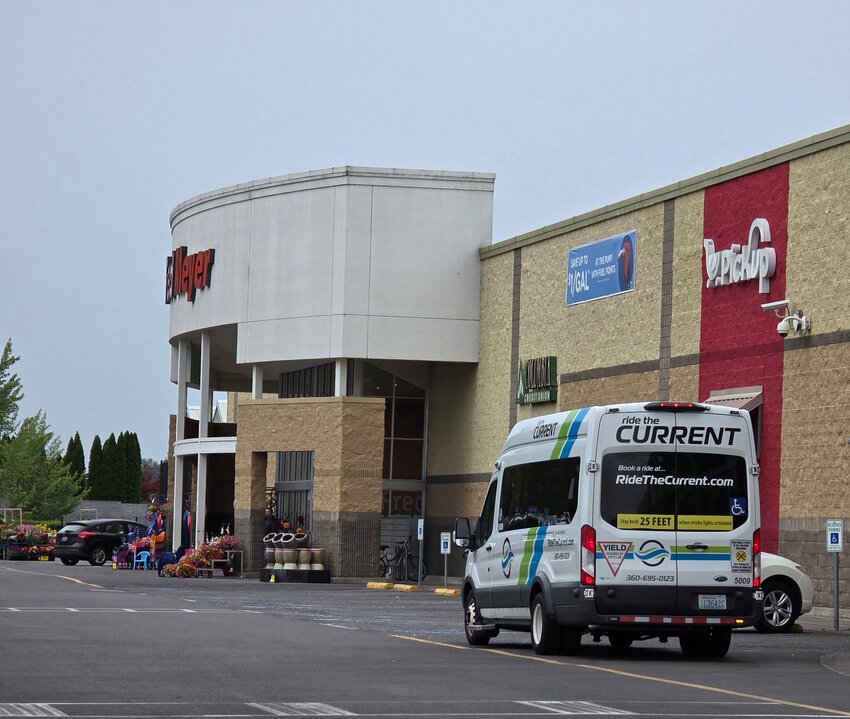 A C-Tran on-demand service van waits in front of Fred Meyer in Battle Ground on Thursday, June 25.