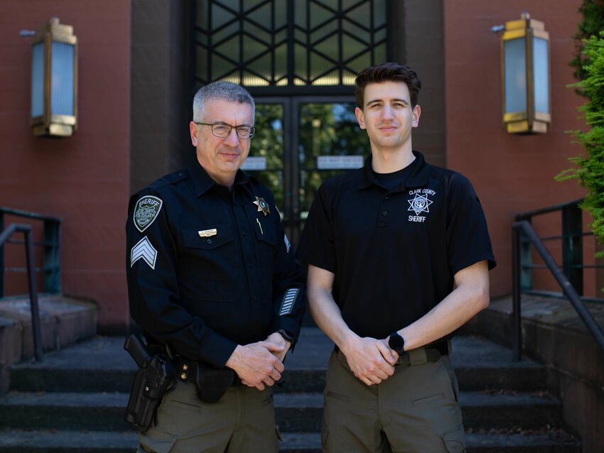 Sgt. Kevin Schmidt, left, poses for a photo with his son, Cody Schmidt.