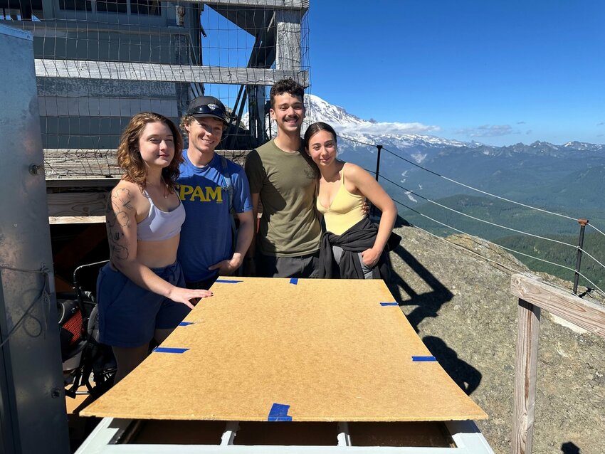 Volunteers have come together in effort to repair after vandalism at the High Rock Lookout near Mount Rainier.