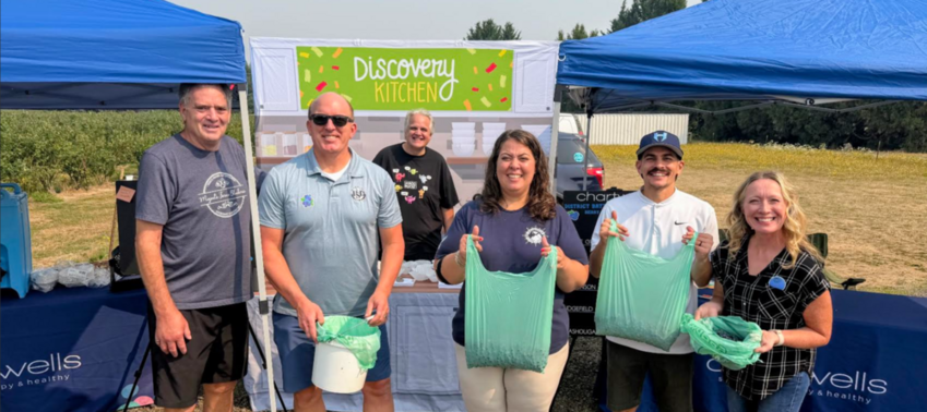 Volunteers picked 350 pounds of end-of-season blueberries Aug. 4 at Majestic Farms. The berries will be distributed to cafeterias in the Hockinson, Battle Ground, Ridgefield and Washougal school districts.