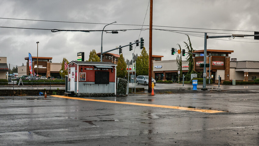 A preliminary site plan for 7 Brew in Battle Ground, located at 805 W. Main St., is proposed exactly where Thirst Trap Soda Shack currently operates.