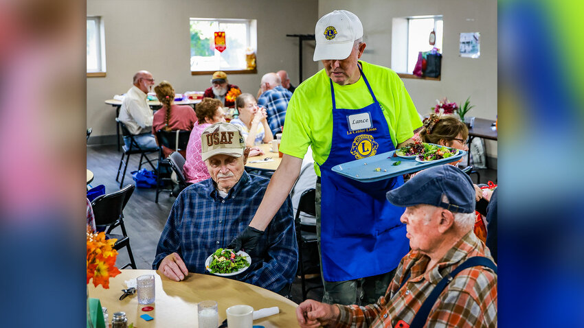 Dozens of senior citizens attend the one-year anniversary of the La Center Lions taking on the senior lunch at the La Center Wheel Club Community Center on Thursday, Oct. 1.