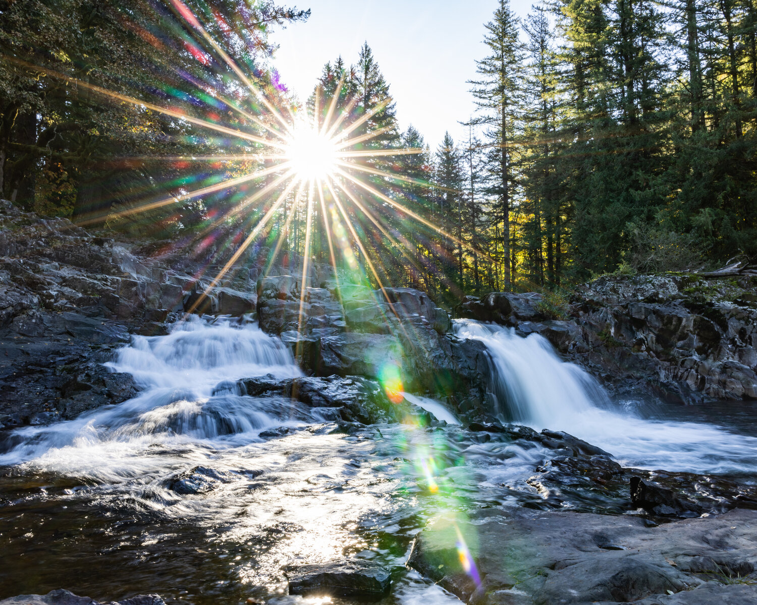 The morning sun beams over Lucia Falls on Thursday, Oct. 15.