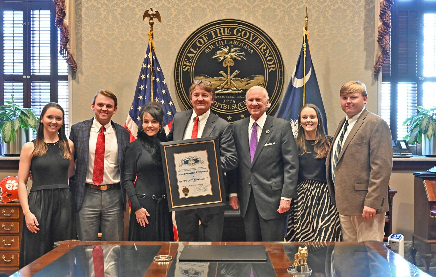 Community leader Barnwell Fishburne was presented the Order of the Palmetto