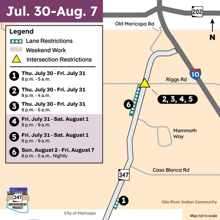 ADOT schedules SR 347 lane restrictions through Aug. 7