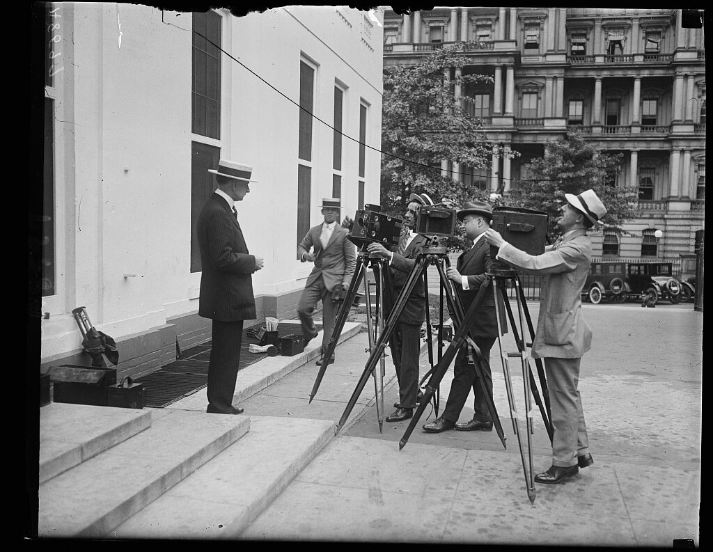 Charles G. Dawes stands before a group of cameramen at White House in this 1924 image by Harris &amp; Ewing. Dawes served as vice president from 1925 to 1929 under President Calvin Coolidge.